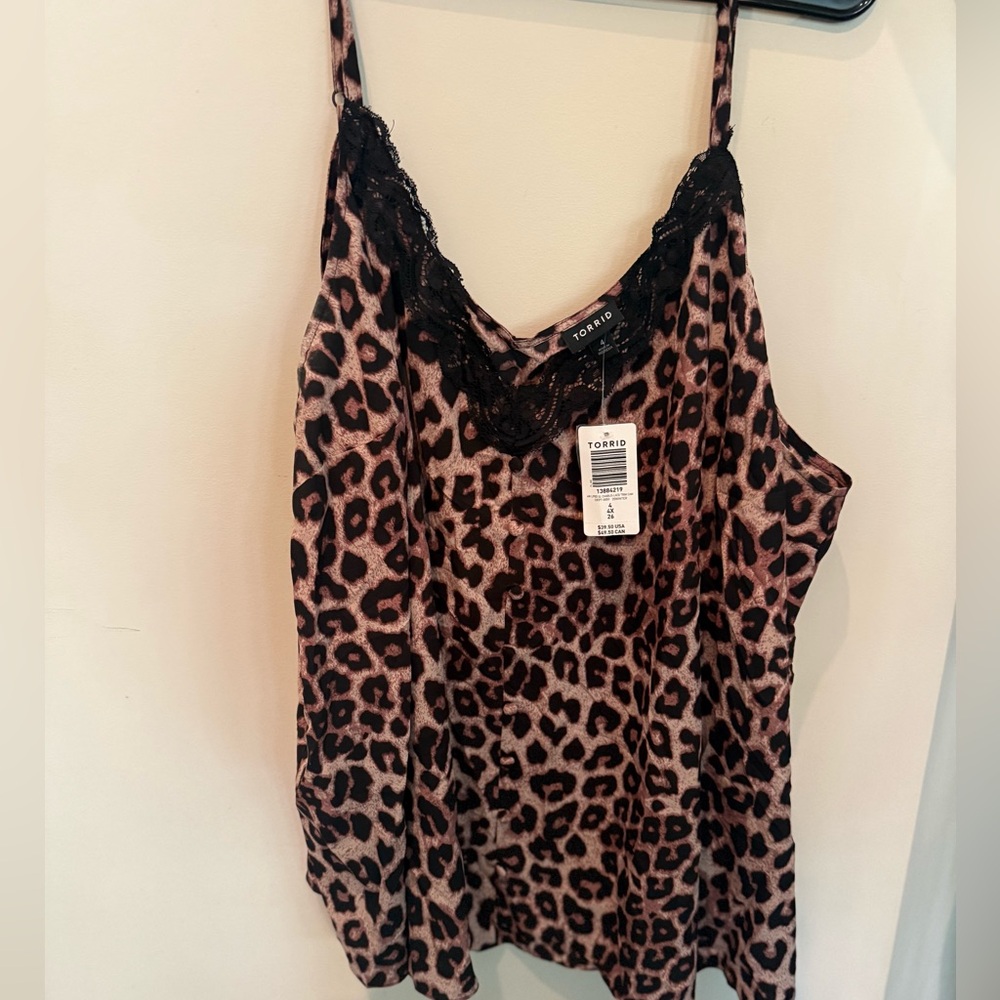 Torrid Women's Top Size 4X Cami Leopard Print Black Lace Trim-New With Tag - Picture 8 of 8